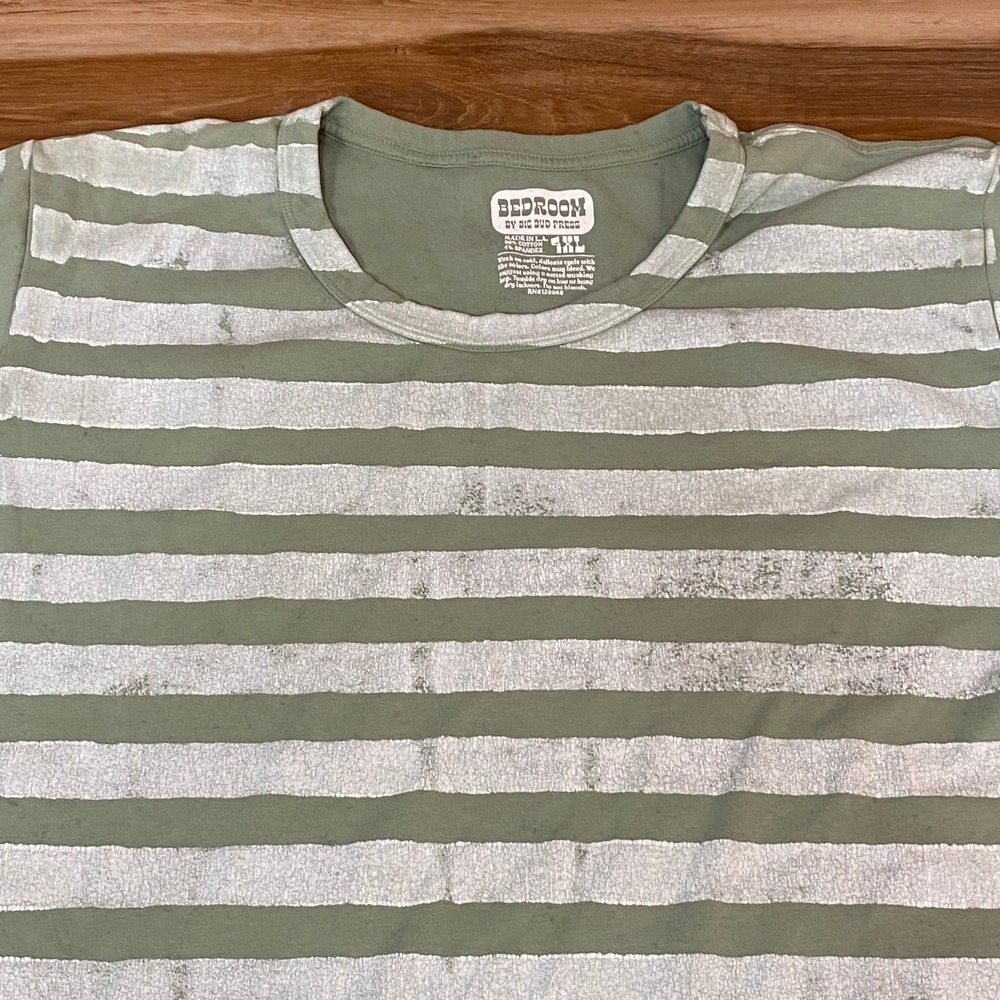 Bedroom By Big Bud Press Womens 4XL T Shirt Sage Green Striped LA Cotton Spandex